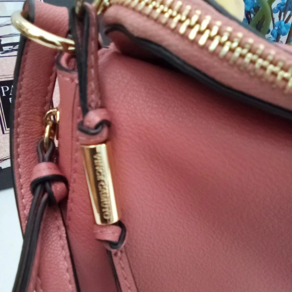 Vince Camuto Bag Women's Crossbody Purse Kenzys Leather, Salmon Sushi Pink